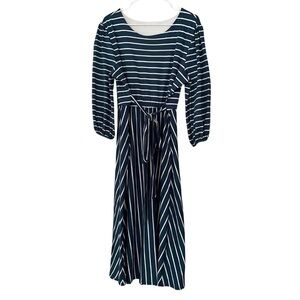 Chic Soul - Midi Dress (Dark Teal and White)